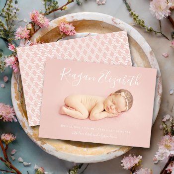 Lovely Script Photo Overlay Birth Announcement by rileyandzoe at Zazzle