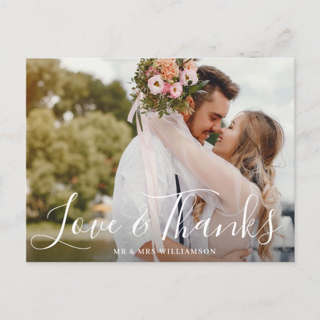 lovely script | Thank you wedding photo card (Front)