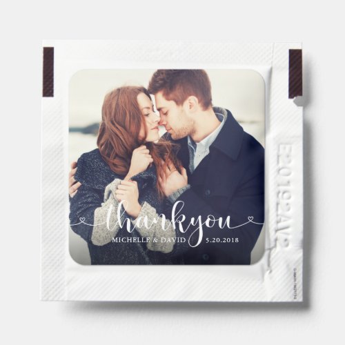 Lovely Script Wedding Photo Thank You Hand Sanitizer Packet