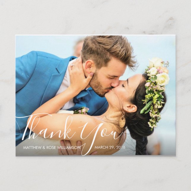 lovely script | wedding thank you postcard (Front)