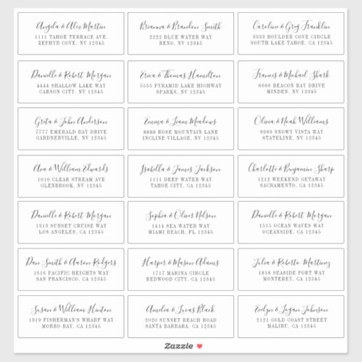 Lovely Script White Individual Address Labels | Zazzle