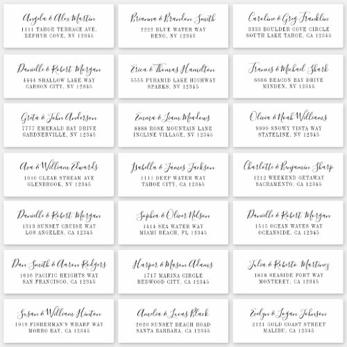 Lovely Script White Individual Address Labels