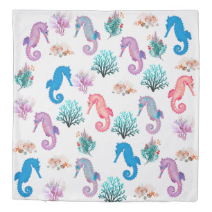 Lovely Sea Horses Duvet Cover