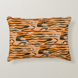 Lovely seamless tiger pattern, peach colour accent pillow