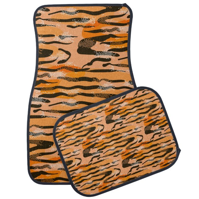 Lovely seamless tiger pattern,peach colour car floor mat (Set)
