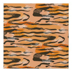 Lovely seamless tiger pattern, peach colour faux canvas print