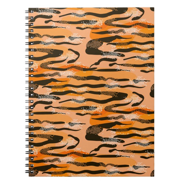 Lovely seamless tiger pattern,  peach colour notebook (Front)