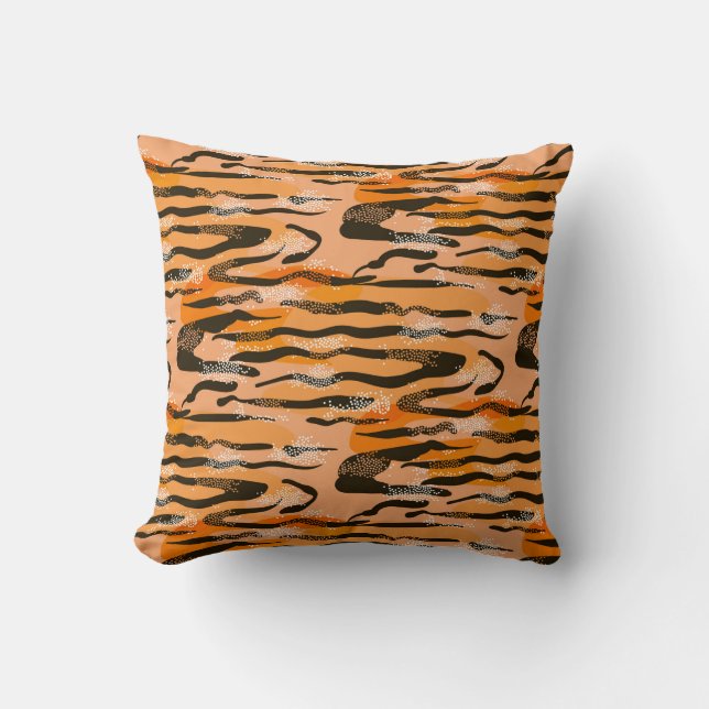 Lovely seamless tiger pattern,  peach colour throw pillow (Front)