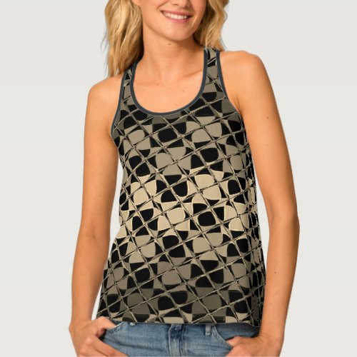 Lovely Sepia Tartan Plaid stylish Womens All_Over Tank Top
