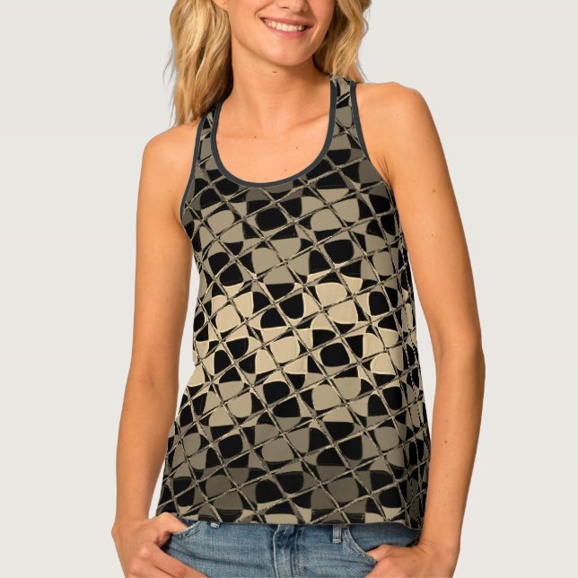 Lovely Sepia Tartan Plaid stylish Women's All-Over Tank Top (Front)