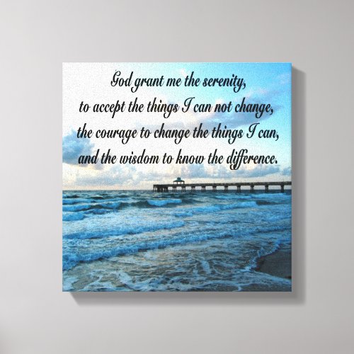 LOVELY SERENITY PRAYER OCEAN AND WAVES PHOTO CANVAS PRINT