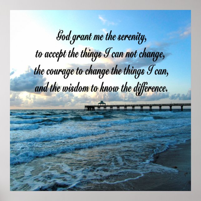 LOVELY SERENITY PRAYER OCEAN AND WAVES PHOTO POSTER (Front)