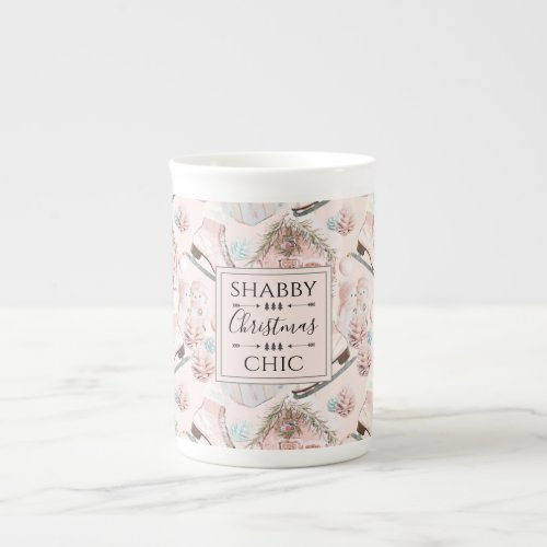 Lovely Shabby Chic Pink Christmas Pattern Bone China Mug