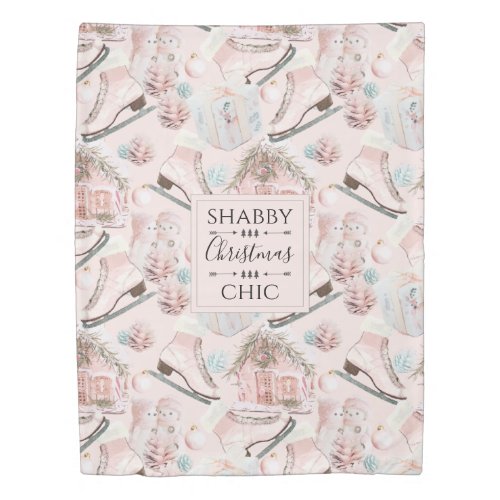 Lovely Shabby Chic Pink Christmas Pattern Duvet Cover