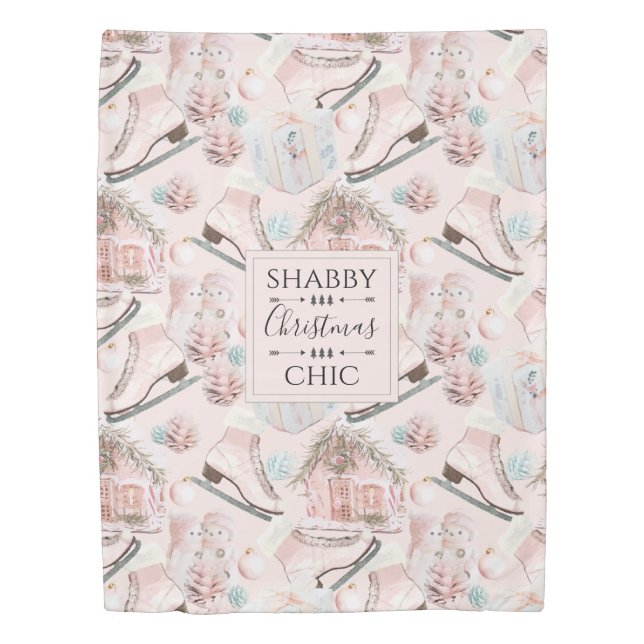 Lovely Shabby Chic Pink Christmas Pattern Duvet Cover (Front)