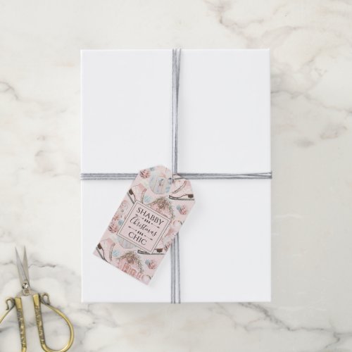 Lovely Shabby Chic Pink Christmas Pattern Gift Tags