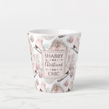 Lovely Shabby Chic Pink Christmas Pattern Latte Mug by ChristmaSpirit at Zazzle