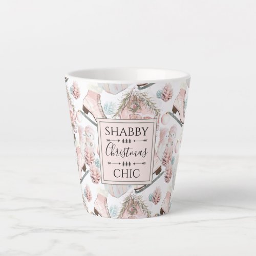 Lovely Shabby Chic Pink Christmas Pattern Latte Mug