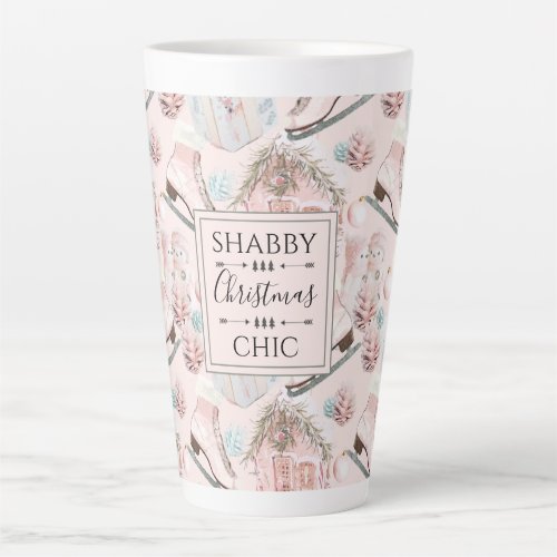 Lovely Shabby Chic Pink Christmas Pattern Latte Mug