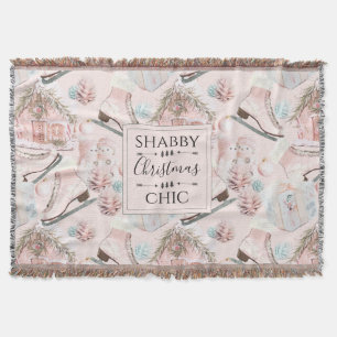 Lovely Shabby Chic Pink Christmas Pattern Throw Blanket