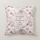 Lovely Shabby Chic Pink Christmas Pattern Throw Pillow