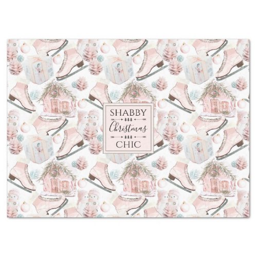 Lovely Shabby Chic Pink Christmas Pattern Tissue Paper