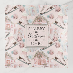Lovely Shabby Chic Pink Christmas Pattern Trinket Tray