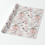 Lovely Shabby Chic Pink Christmas Pattern Wrapping Paper