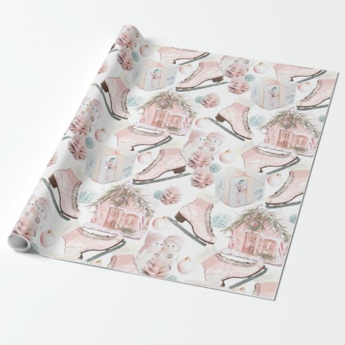 Lovely Shabby Chic Pink Christmas Pattern Wrapping Paper
