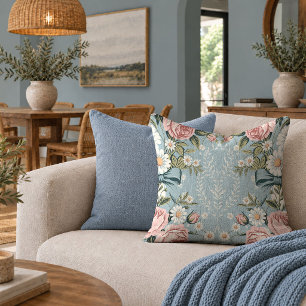Lovely Shabby Chic Rose Bouquet Accent Pillow Art