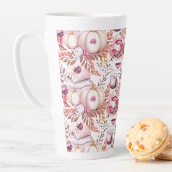 Lovely Shabby Chick Autumn Pattern Latte Mug by LifeInColorStudio at Zazzle