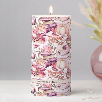 Lovely Shabby Chick Autumn Pattern Pillar Candle by LifeInColorStudio at Zazzle