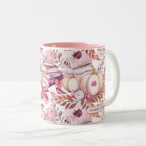 Lovely Shabby Chick Autumn Pattern Two_Tone Coffee Mug
