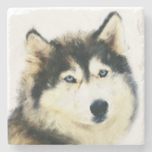Lovely Siberian Husky Marble Coaster