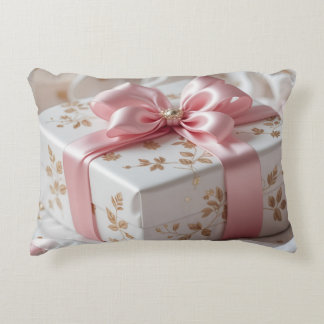 lovely silk pink gift box accent pillow