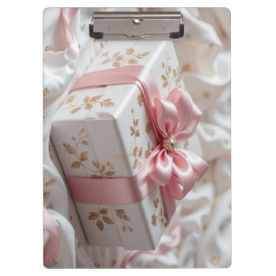 lovely silk pink gift box clipboard