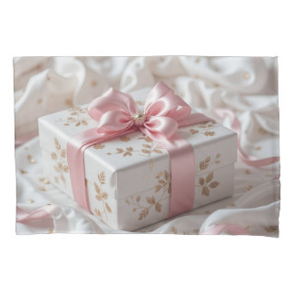 lovely silk pink gift box pillow case