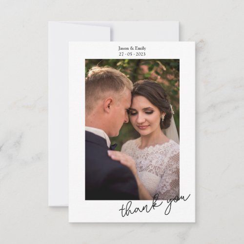 Lovely Simple Wedding Photo Thank You Card