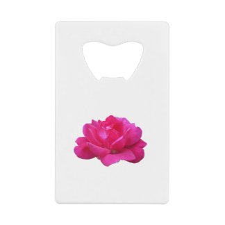 lovely single pink rose flower credit card bottle opener