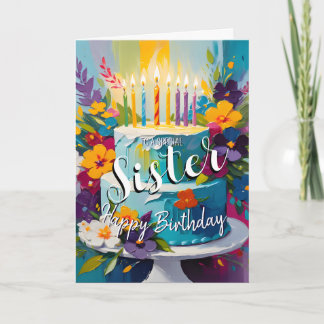 Lovely sister happy birthday cake birthday card