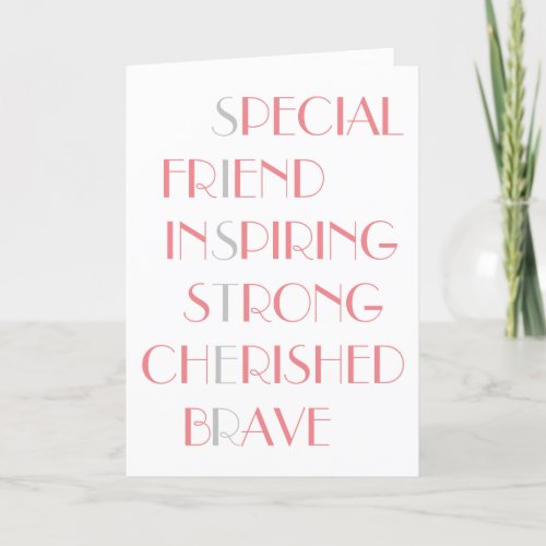 Lovely Sisters Pink Acrostic Poem Typography Card