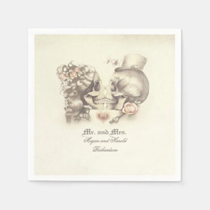Lovely Skull Couple Wedding Napkins