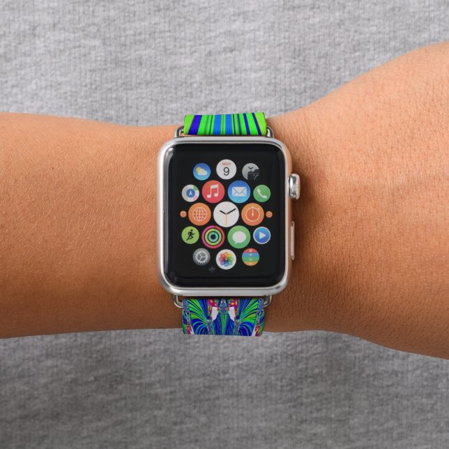 Lovely Smart Cute Green and Blue Pattern Design Apple Watch Band (In Situ)