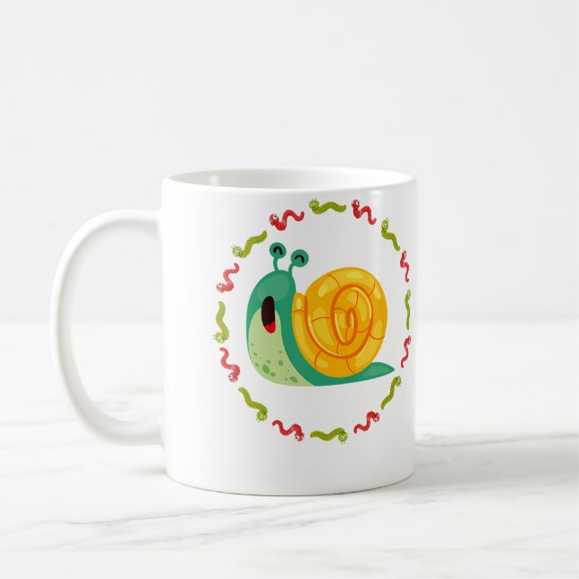 Lovely Snail In Colourful Caterpillar Circle Garde Coffee Mug (Left)