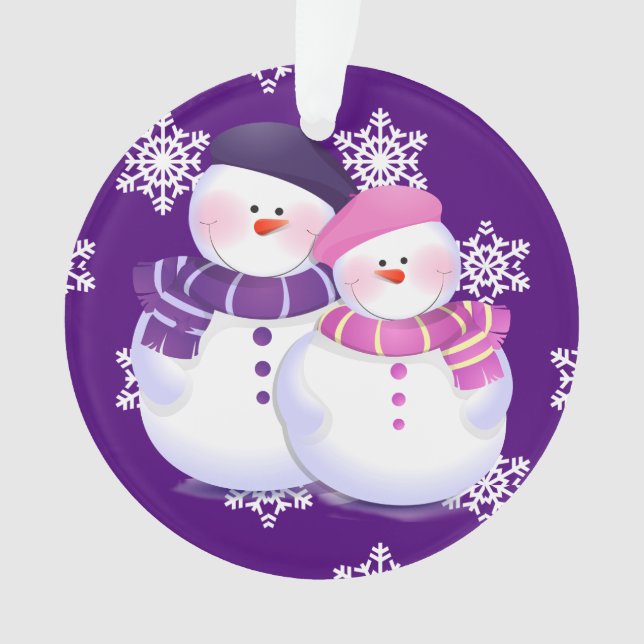 Lovely Snowman Couple Ornament (Front)