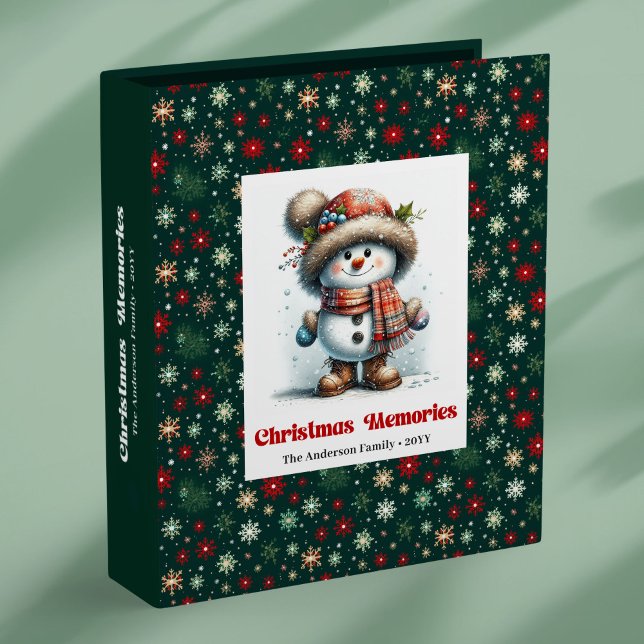 Lovely snowy Christmas snowman personalized kids  3 Ring Binder (Lovely snowy Christmas snowman personalized kids binder)