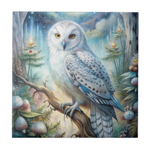 Lovely Snowy Owl Ceramic Tile