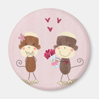 Lovely Sock Monkey Couple Magnet