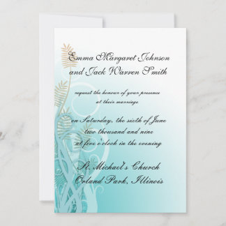 lovely soft fern plant floral design wedding invitation