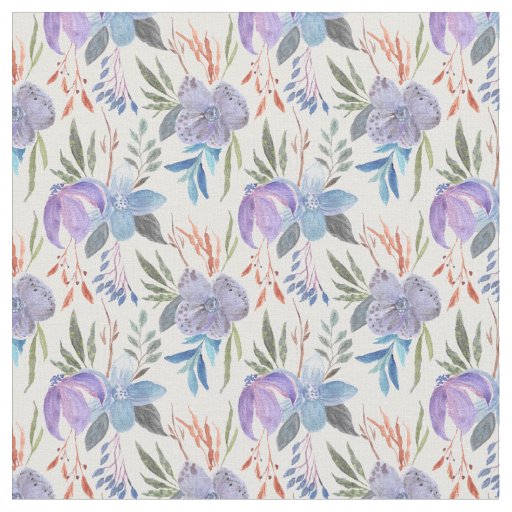 Lovely Soft Lavender and Blue Floral Fabric